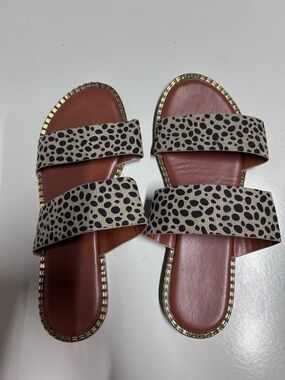 SHEIN Women’s Leopard Print Double Strap Slide Sandals - Brown Size 39/Size 7.5